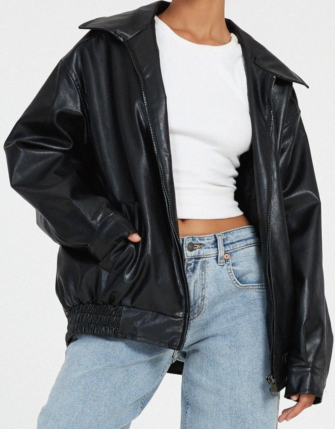Out-Shine | Oversized leather jacket