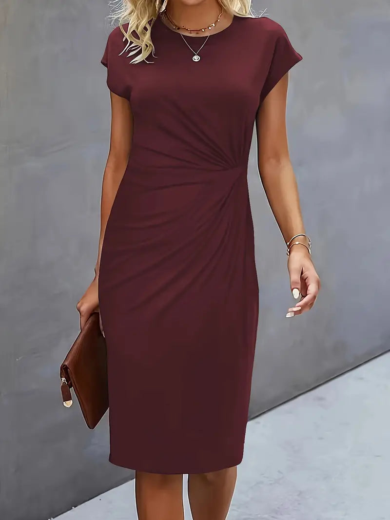 Out-Shine | Solid - Colored Dress With A Round Neckline