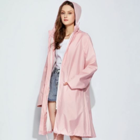 Out-Shine | Ladies rain jacket with hood, long waterproof light jacket
