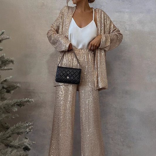 Out-Shine | Trendy Design - High-Waist Sequin Suit