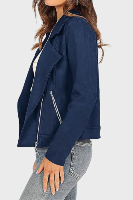 Out-Shine | Suede Cropped Biker Jacket