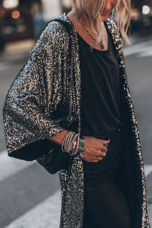 Out-Shine | Glamour Sequin Bell Sleeve Kimono