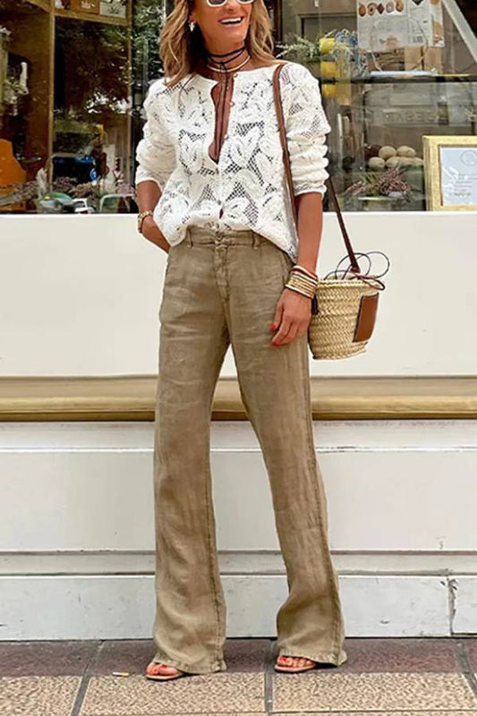 Out-Shine | Knitted Hollow Crochet Lace Long Sleeve Shirt Top