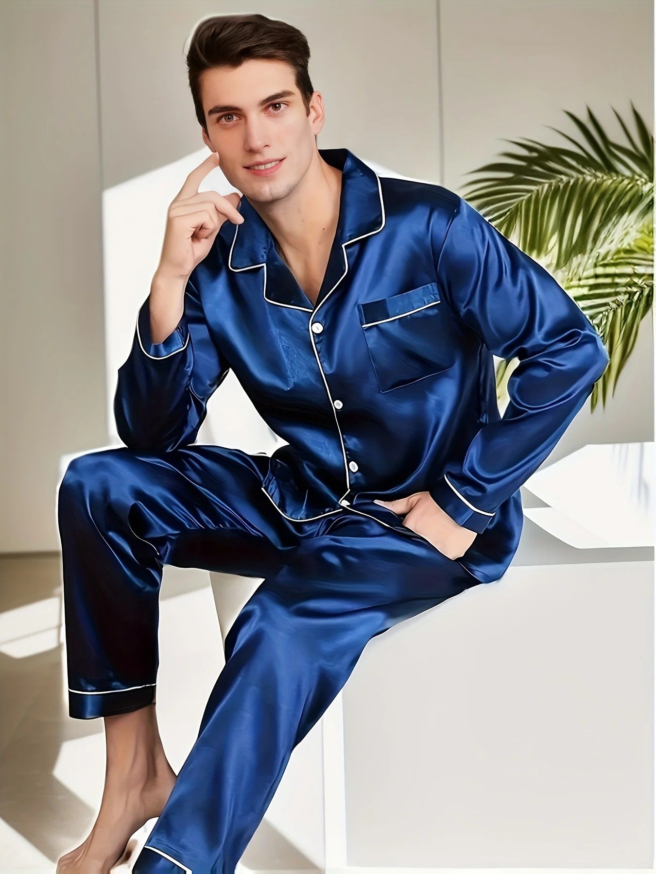 Conjunto de pijama de satén para hombre Out-Shine
