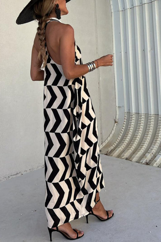 Out-Shine | Black - Beige Stripes, Long Dress