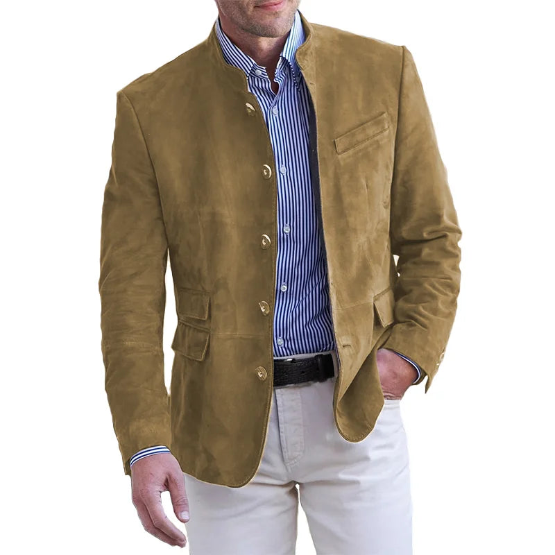 Out-Shine | Classic men's leather jacket with button closure