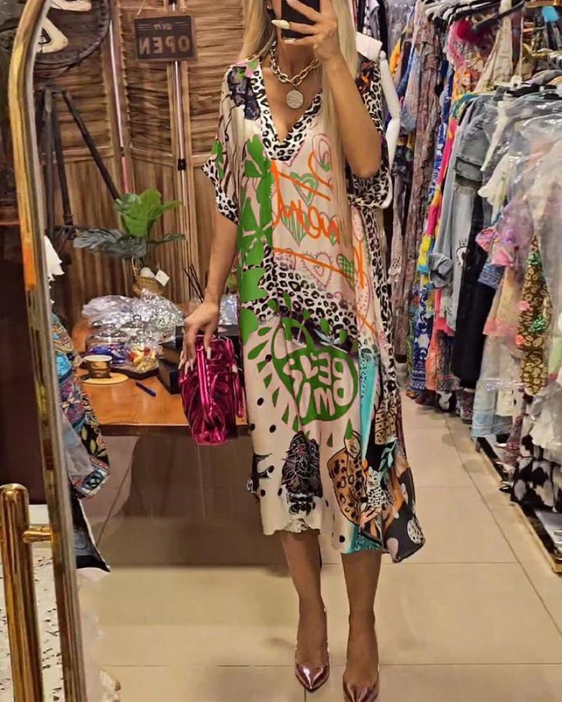 Deslumbra | Vestido informal con estampado de leopardo colorido