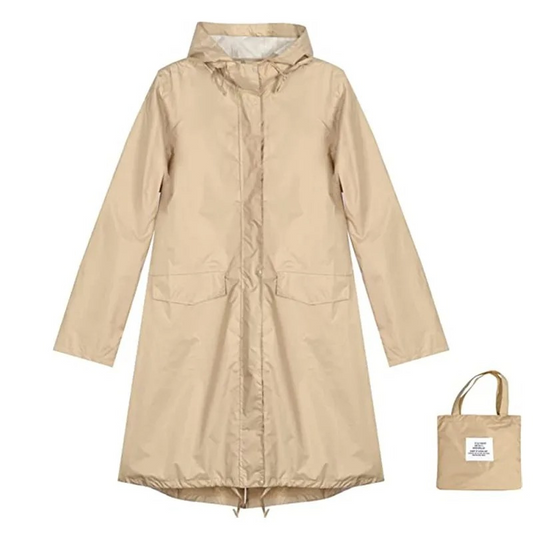 Out-Shine | Ladies rain jacket with hood, long waterproof light jacket