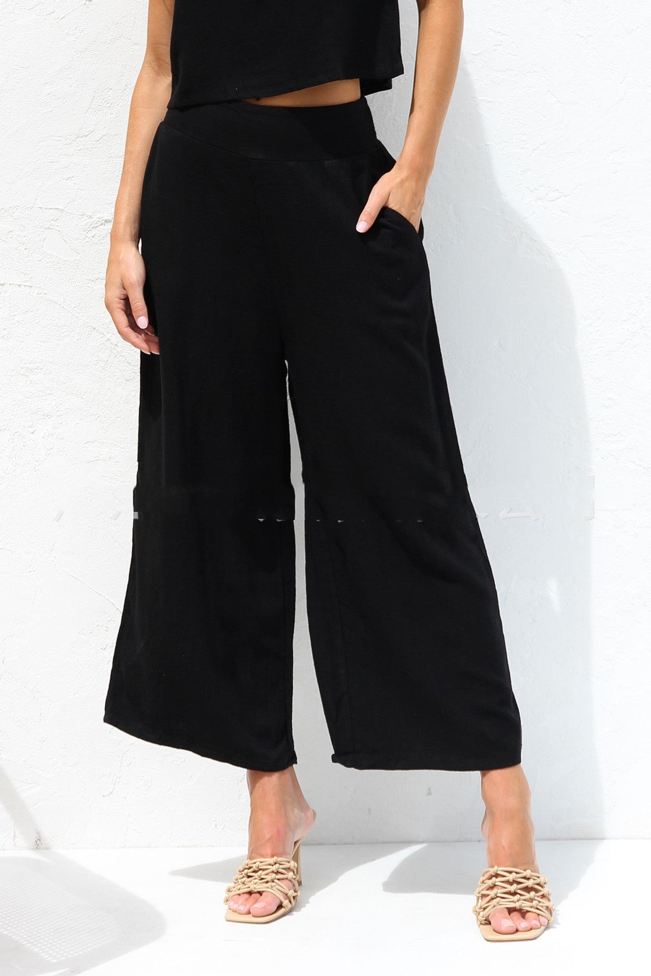 Out-Shine | Sleeveless Buckle Vest With Double Pocket Wide Leg Pants Suit