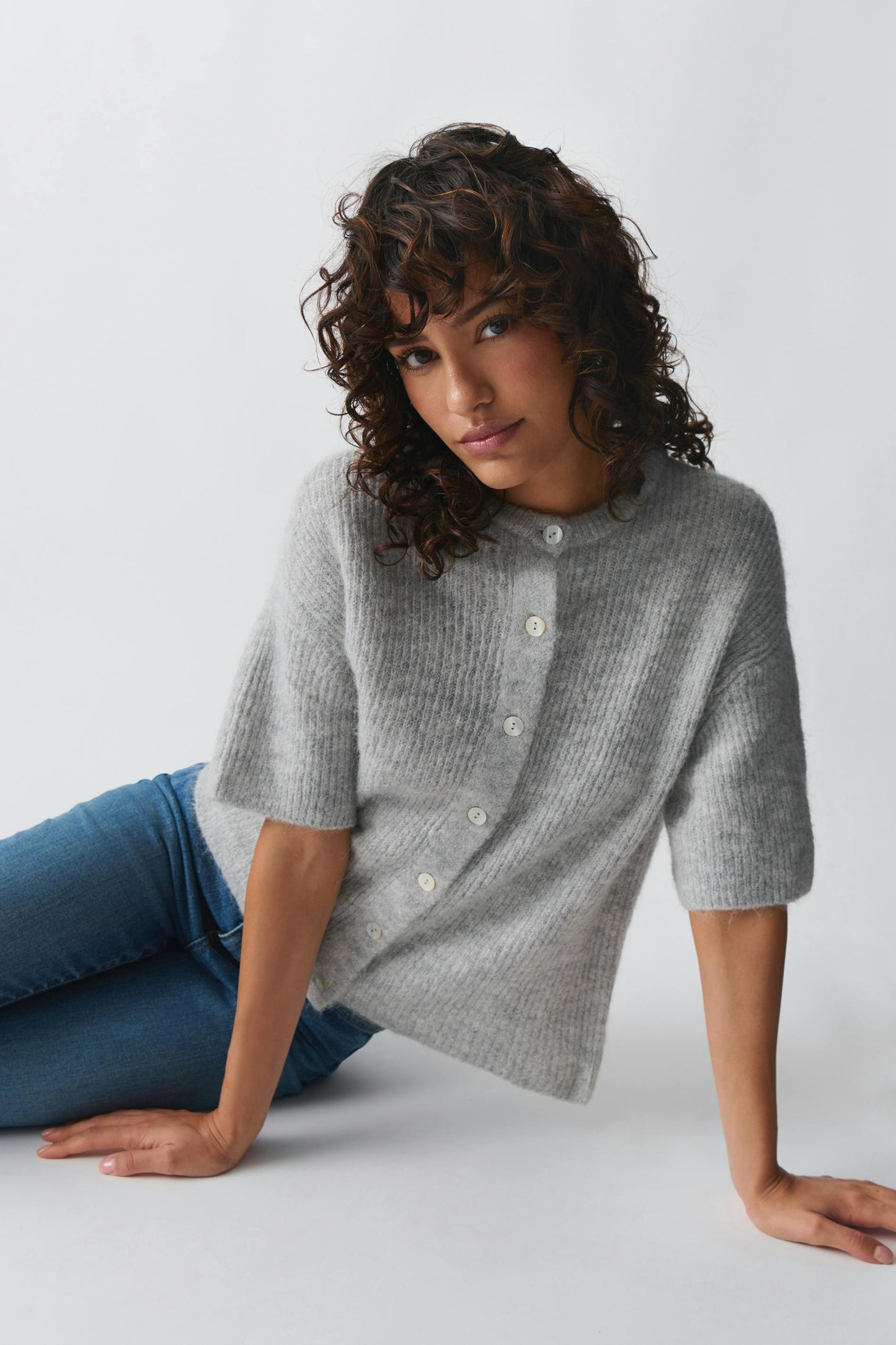 Out-Shine | Unicolor Short Sleeve Ladies Sweater