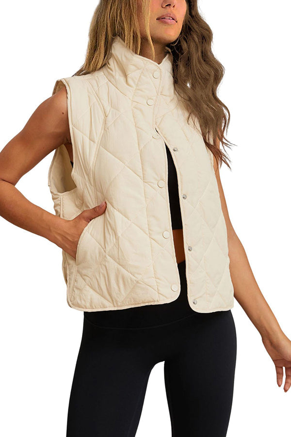 Out-Shine | Cotton Stand-Collar Lightweight Button-Up Vest