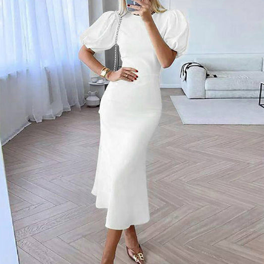 Out-Shine | Sleeve Waist Trimming Fashion Slim Long Dress