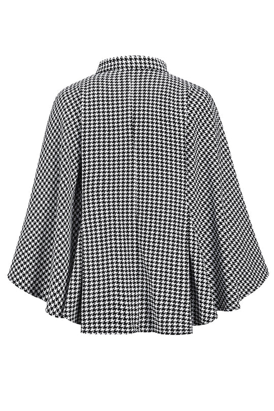 Out-Shine | Houndstooth Loose Lace-Up Cape