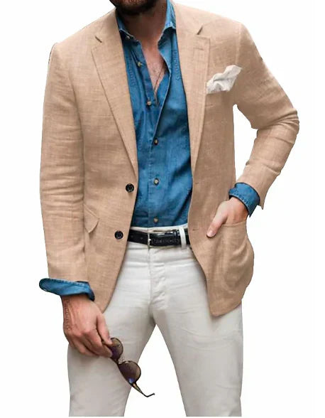 Brillar | Blazer de hombre con correa, ideal para bodas en la playa, corte entallado, color liso, una fila de botones
