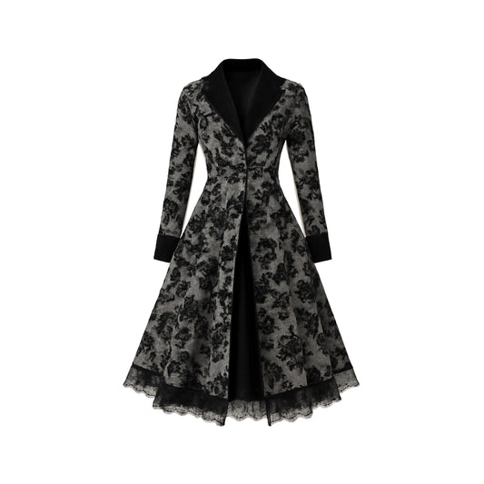 Out-Shine | Autumn Winter Lace Deployment Retro Long Trench Coat