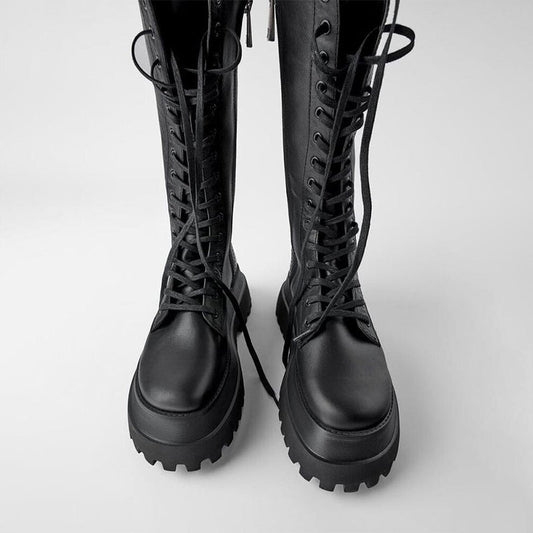 Out-Shine | High Boots Ladies With Lace Track Sole