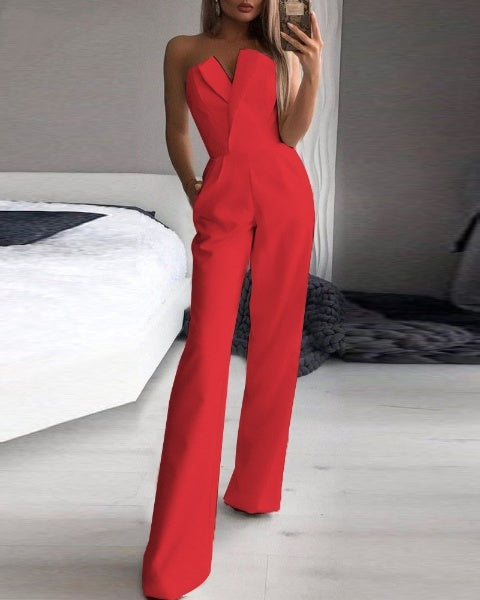 Out-Shine | Stylish Sleeveless V-Neck Jumpsuit For Women
