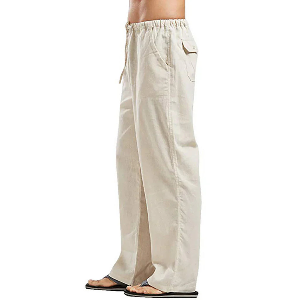 Out-Shine | Linen Pants With Cord Pull