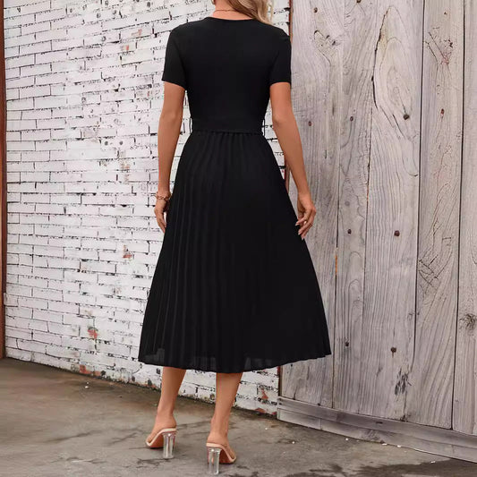 Deslumbra | Vestido midi fluido de manga corta con faja