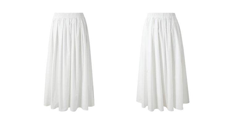 Out-Shine | Spring Women Long Skirt, High Waist White Umbrella Skirt, A-shaped Pendulum
