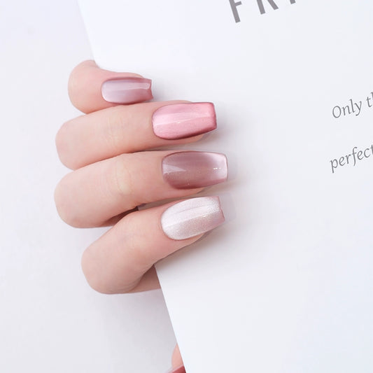 Out-Shine | Primer amor, Arte de uñas hecho a mano, Diseño creativo de ojo de gato, Serie de colores sólidos