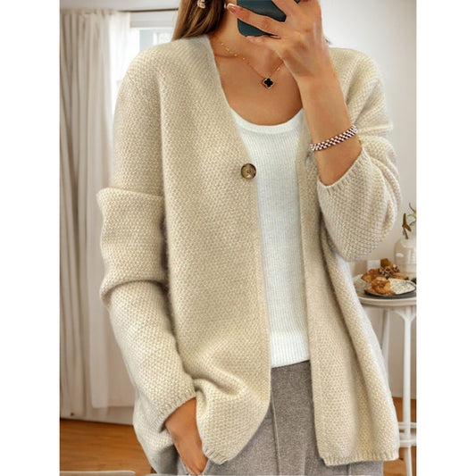 Out-Shine | One-Button V-Neck Knited Cardigan Sweater
