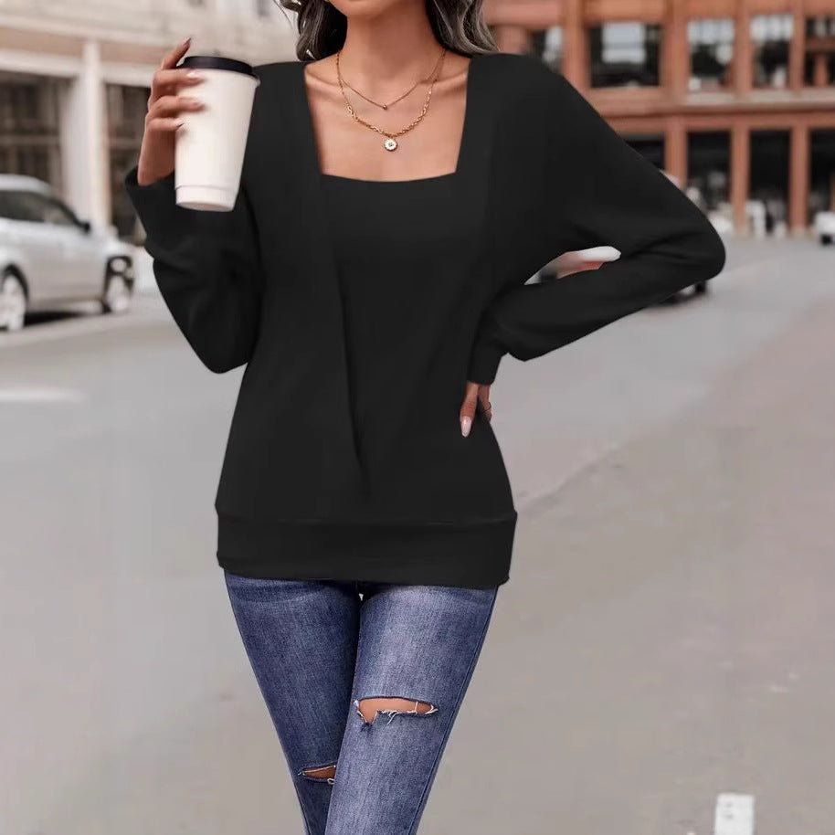 Out-Shine | Plain Color Loose Long Sleeve Sweatshirt T-Shirt