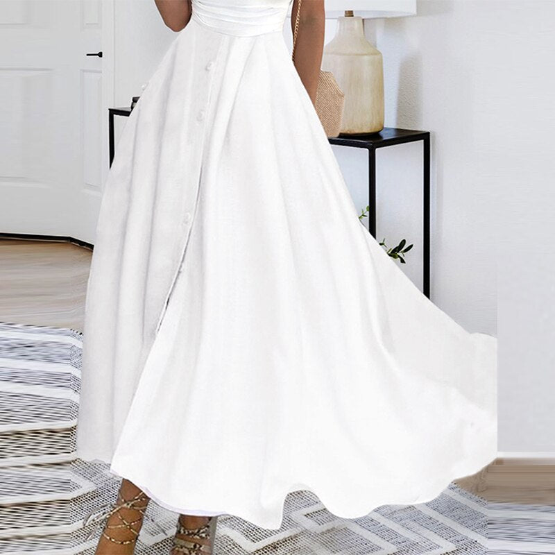 Out-Shine | Elegant White Summer Dress For Women