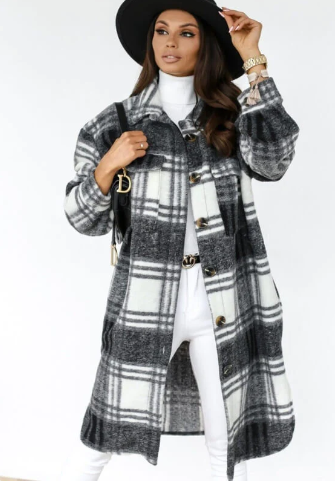 Out-Shine | Long Patterned Coat With Stylish Design