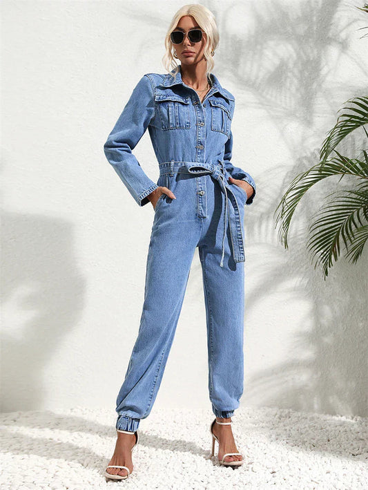 Out-Shine | Jumpsuit With Belt And Long Sleeves For Women