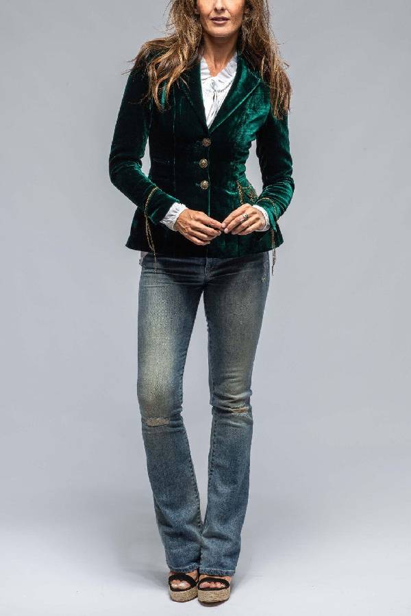 Out-Shine | Gold Velvet Long Sleeve Pocket Blazer