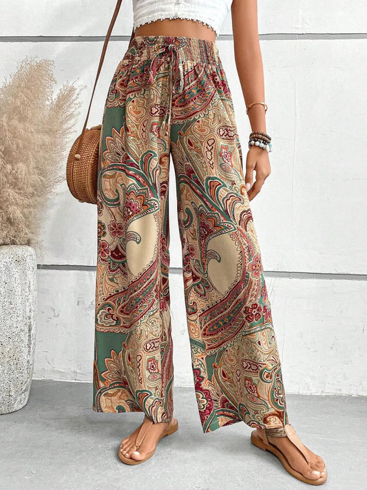 Out-Shine | Women's Art Print Pants High Waist
