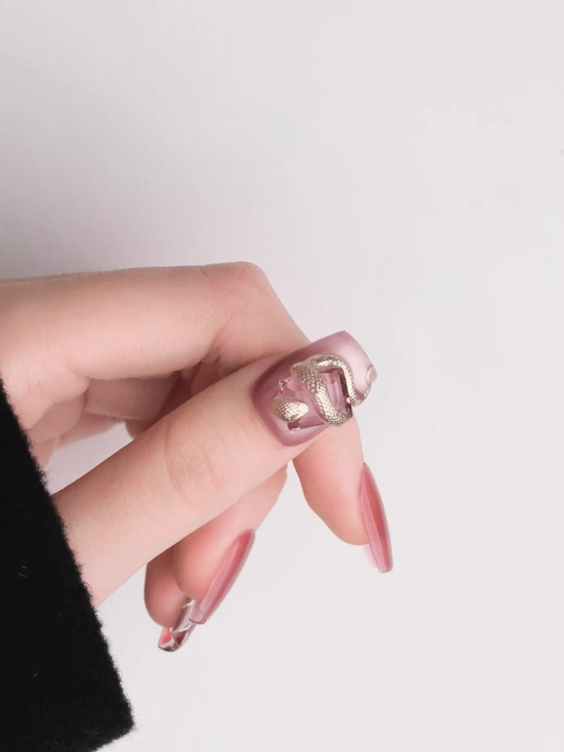 Out-Shine | Creative 3D Gold Serpent Nails, Atmospheric Nail Art