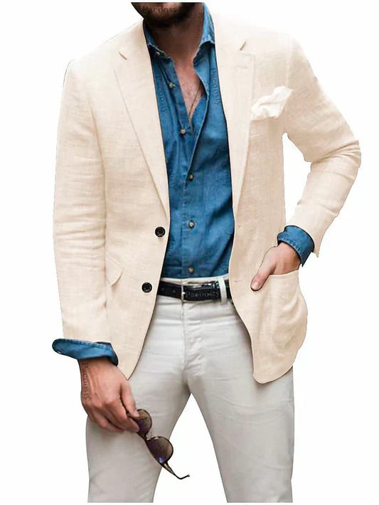 Brillar | Blazer de hombre con correa, ideal para bodas en la playa, corte entallado, color liso, una fila de botones