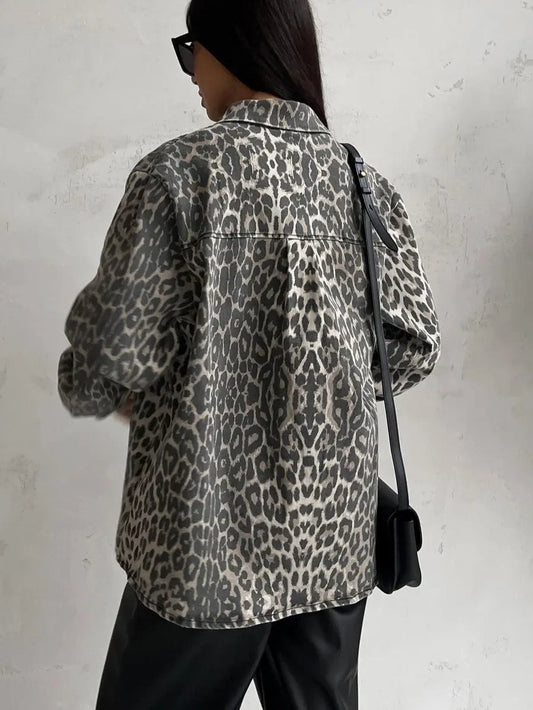 Out-Shine | Leopard Print Denim Jacket