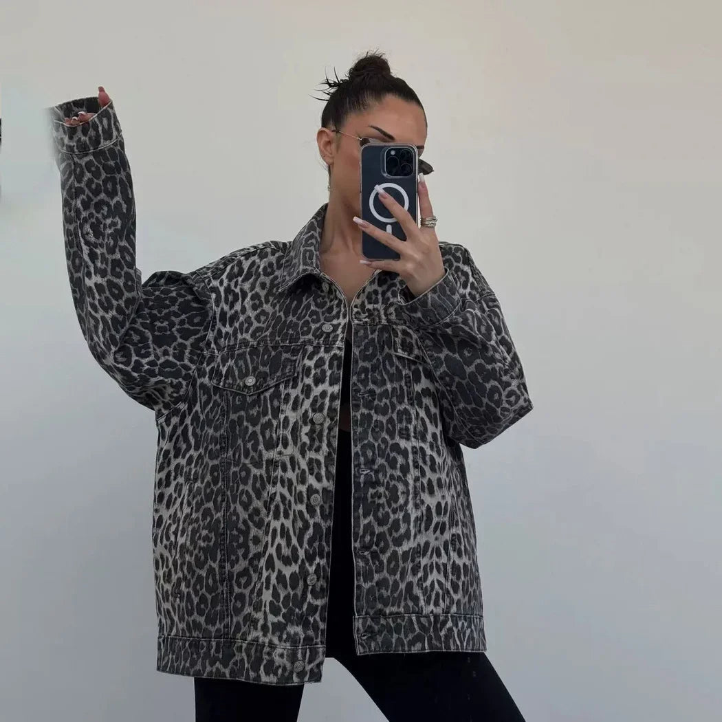 Out-Shine | Leopard Print Denim Jacket
