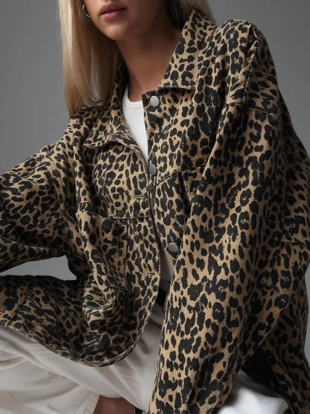 Out-Shine | Leopard Print Denim Jacket