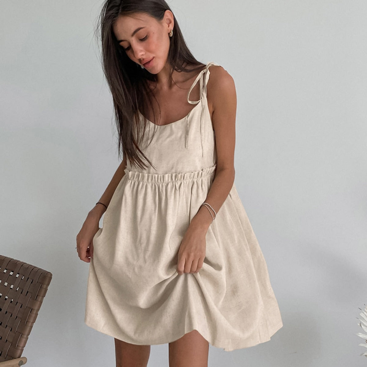 Out-Shine | Cotton and Linen Suspender Skirt