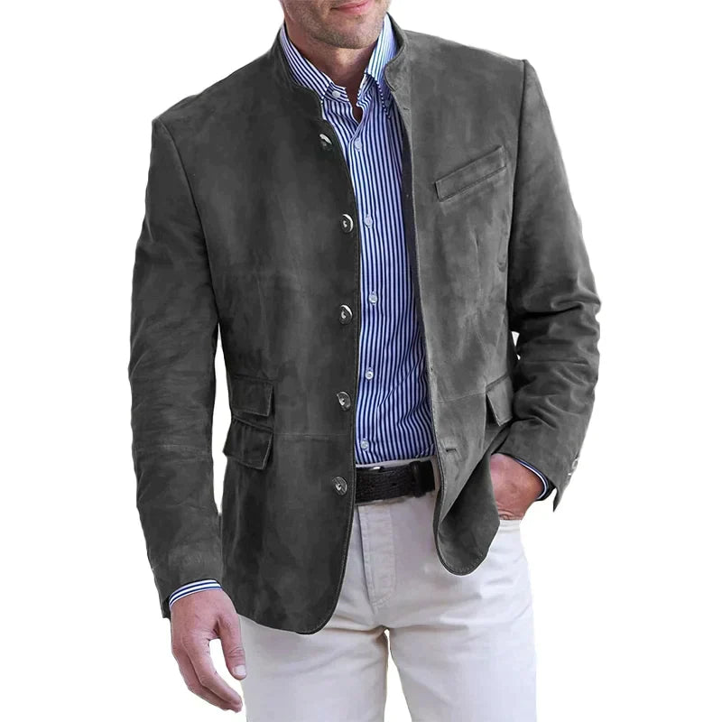 Out-Shine | Classic men's leather jacket with button closure
