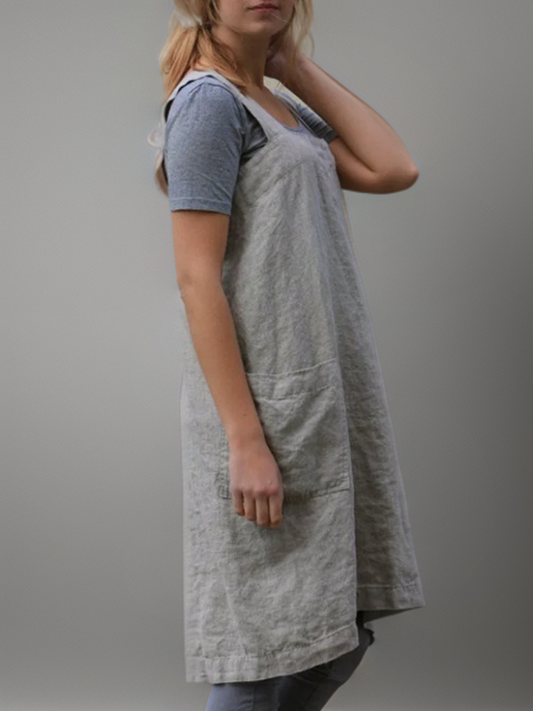 Out-Shine | Cotton linen Apron dress with bags
