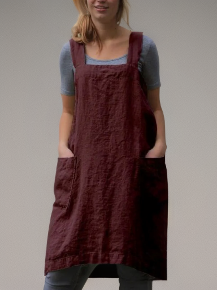 Out-Shine | Cotton linen Apron dress with bags