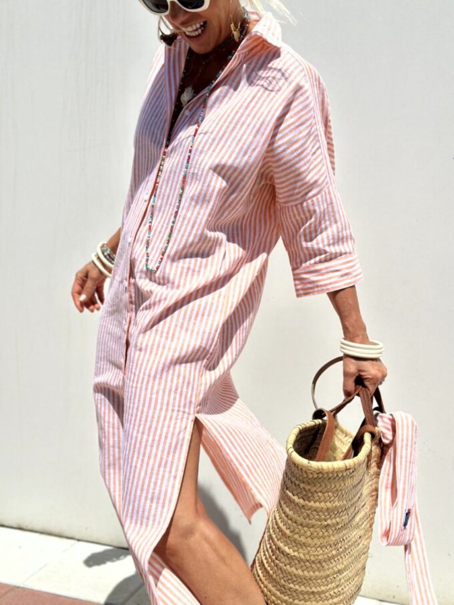 Out-Shine | Classic Striped Shirt Dress