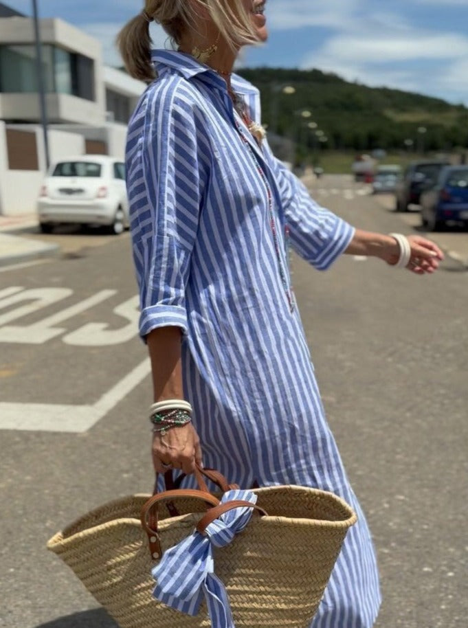 Out-Shine | Classic Striped Shirt Dress