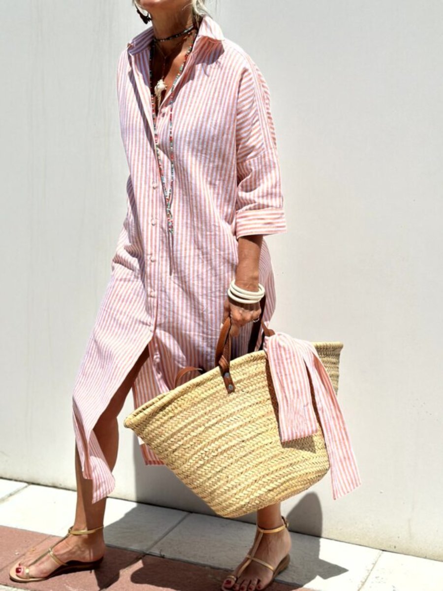 Out-Shine | Classic Striped Shirt Dress