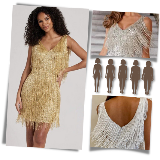 Out-Shine | Sleeveless Dress With Sequins And V-Neck