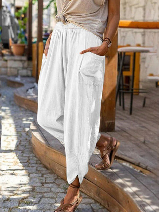 Out-Shine | Women's Loose Solid - Colored Pocket Harem Pants