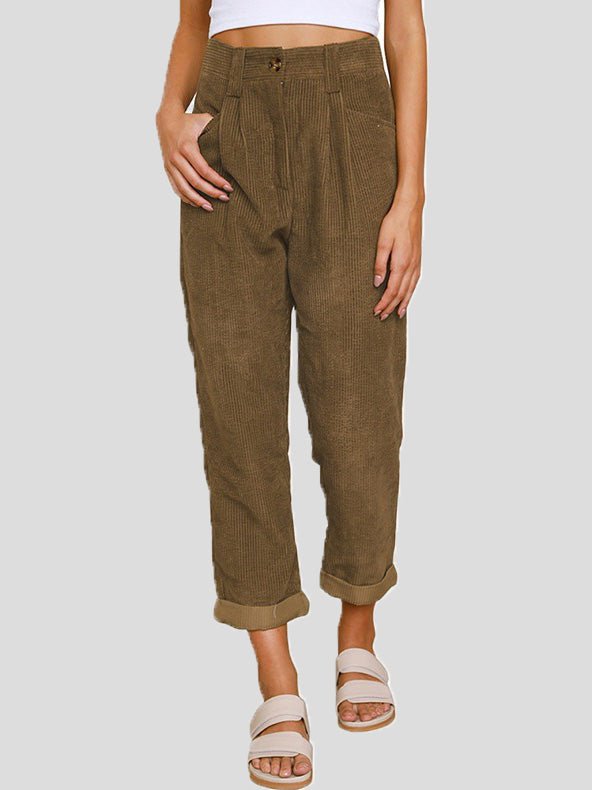Out-Shine | Women's Pants Solid Color Floral Pockets Stretch - Cut Trousers