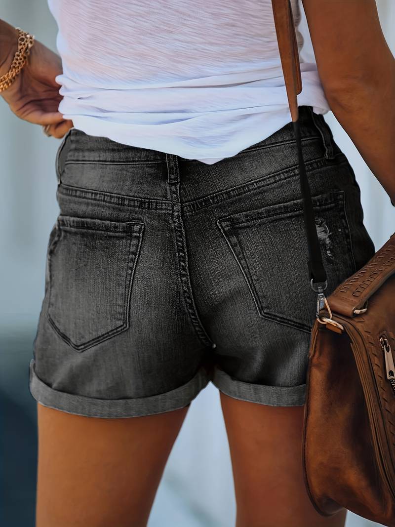 Out-Shine | Ribbed Jeans Shorts For Spring/Summer