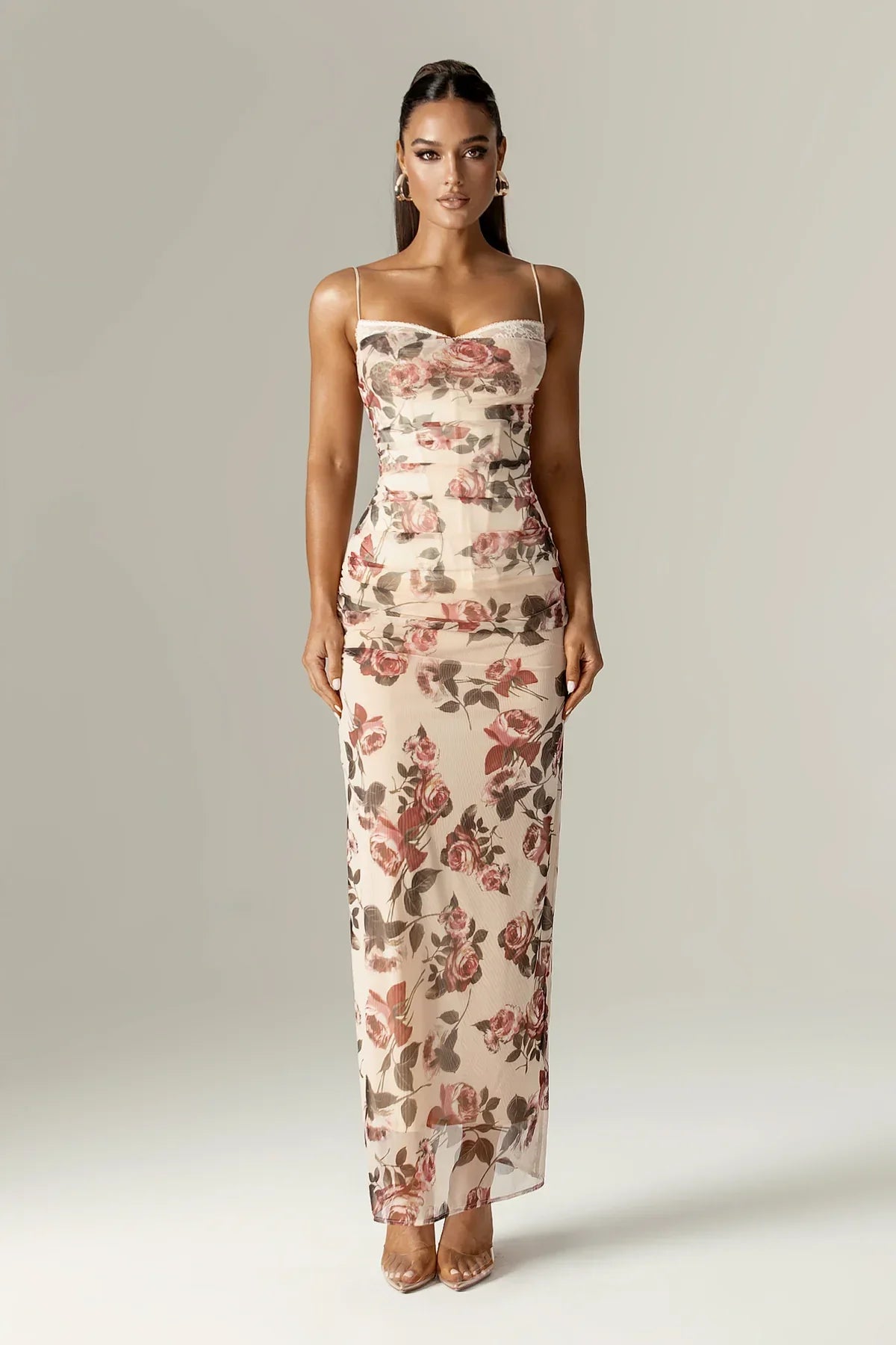 Out-Shine | Bloom Corset Maxi Dress with Italian Rose Print