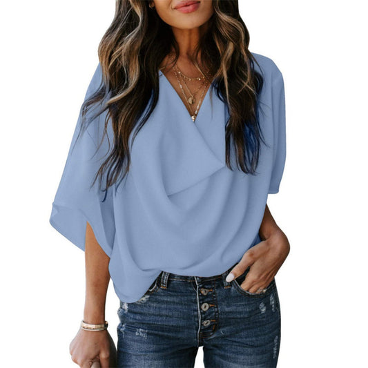 Out-Shine | Chiffon shirt with V neckline